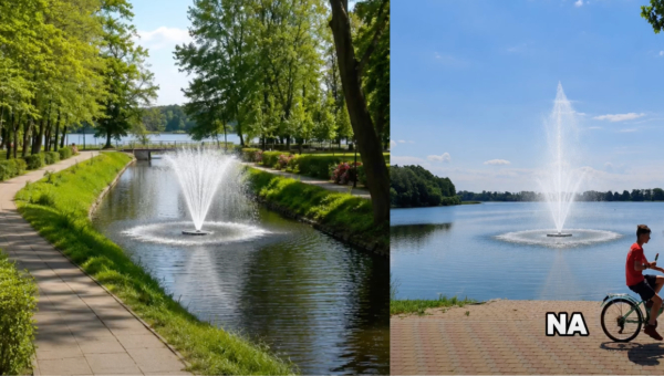 Nowa wizytówka Choszczna? Pływające fontanny mają szansę odmienić jezioro Klukom